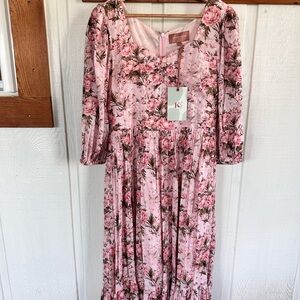 JessaKae Pink & Green Floral Maxi Dress